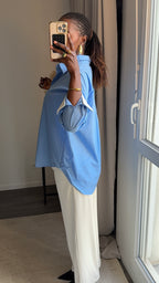 Chemise bleu à manches revers