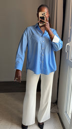 Chemise bleu à manches revers