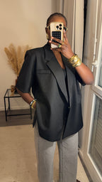 Blazer structuré manche courte Noir