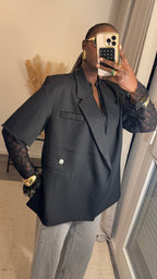 Blazer structuré manche courte Noir