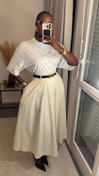 Jupe évasée avec poches créme