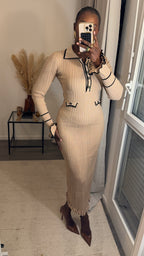 Robe en maille beige
