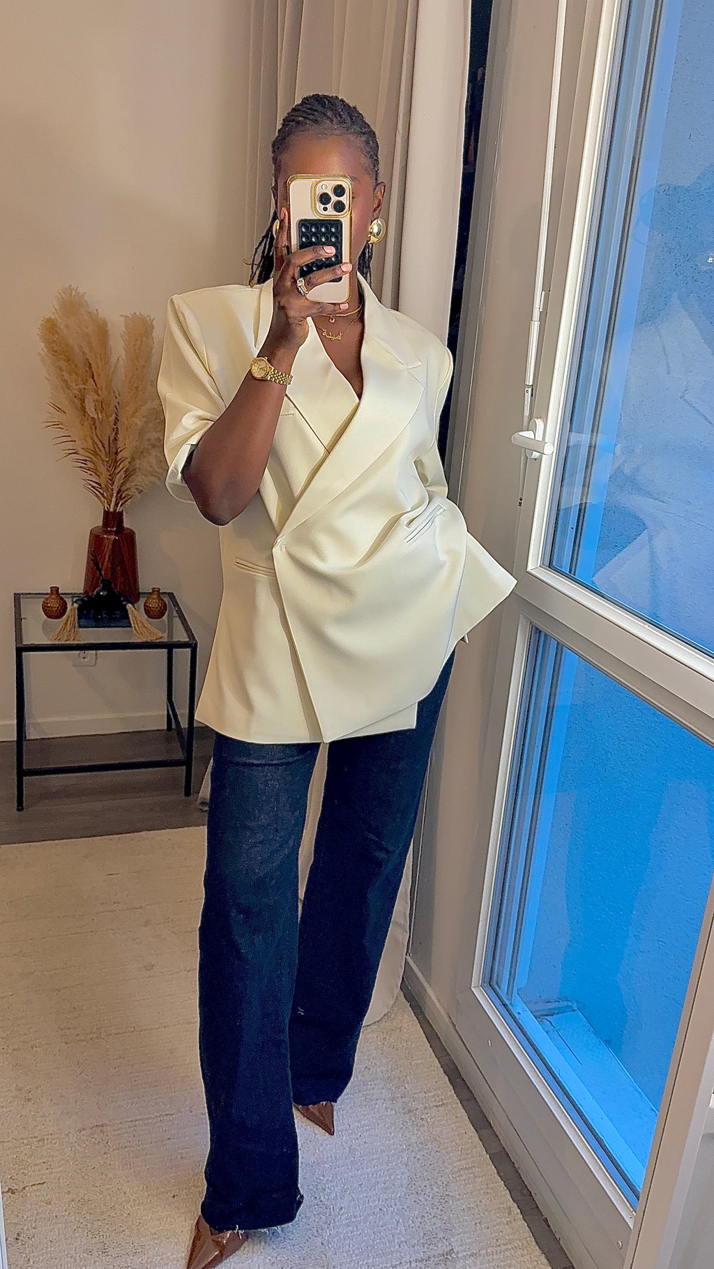 Blazer structuré manche courte Créme