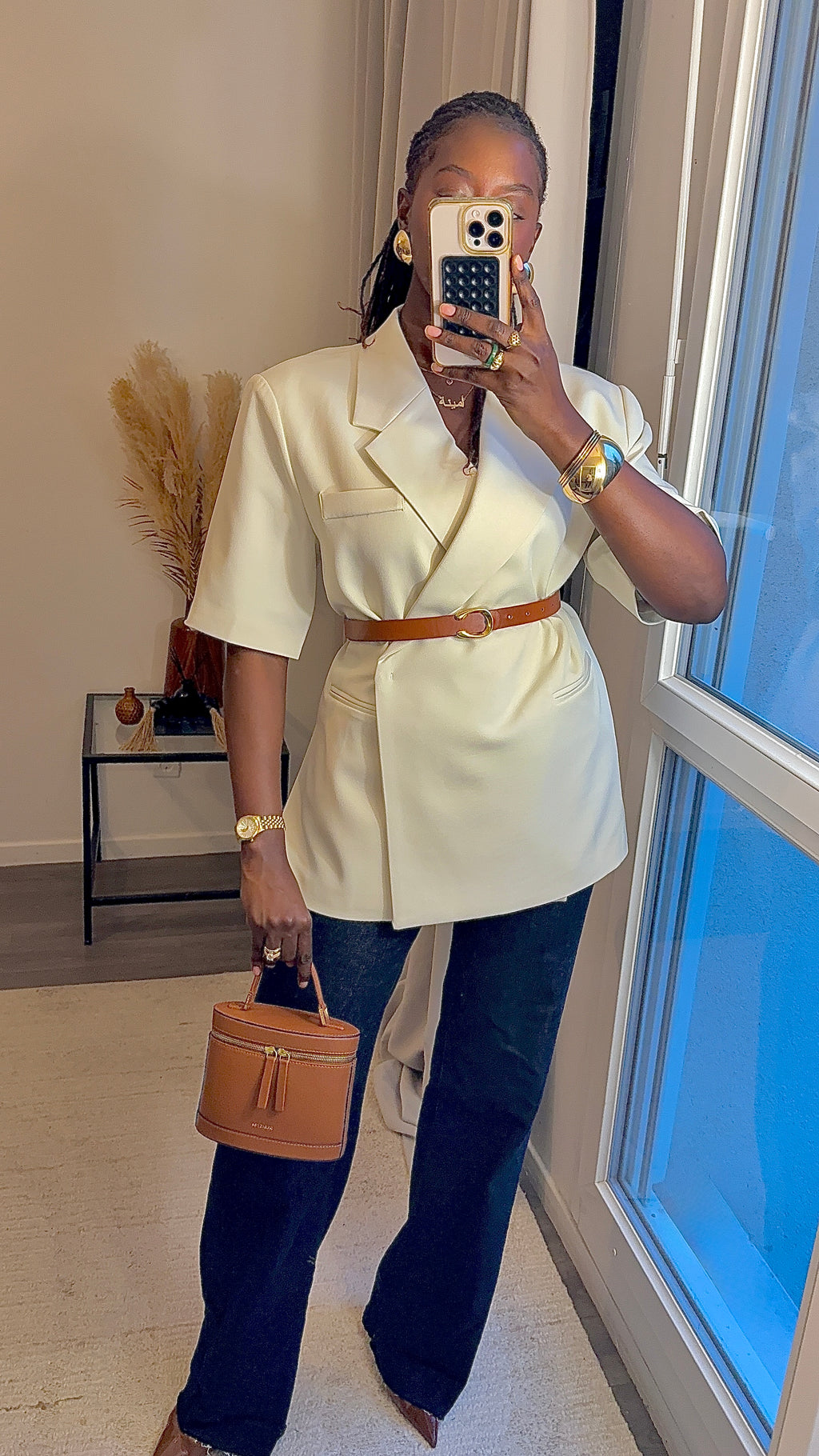 Blazer structuré manche courte Créme