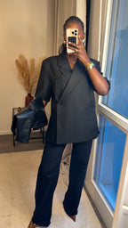 Blazer structuré manche courte Noir