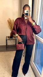 Chemise satin inspiration Loewe Bordeau