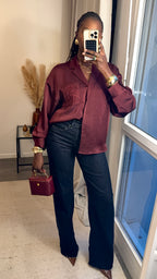 Chemise satin inspiration Loewe Bordeau