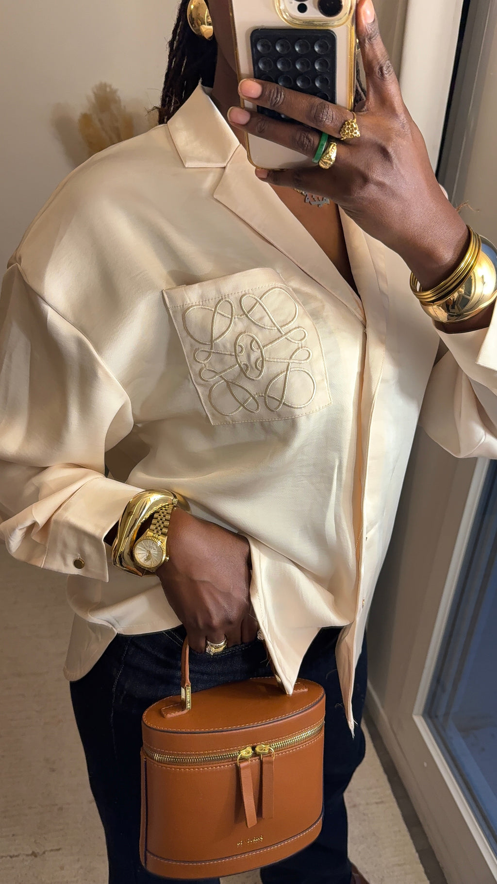 Chemise satin inspiration Loewe Beige