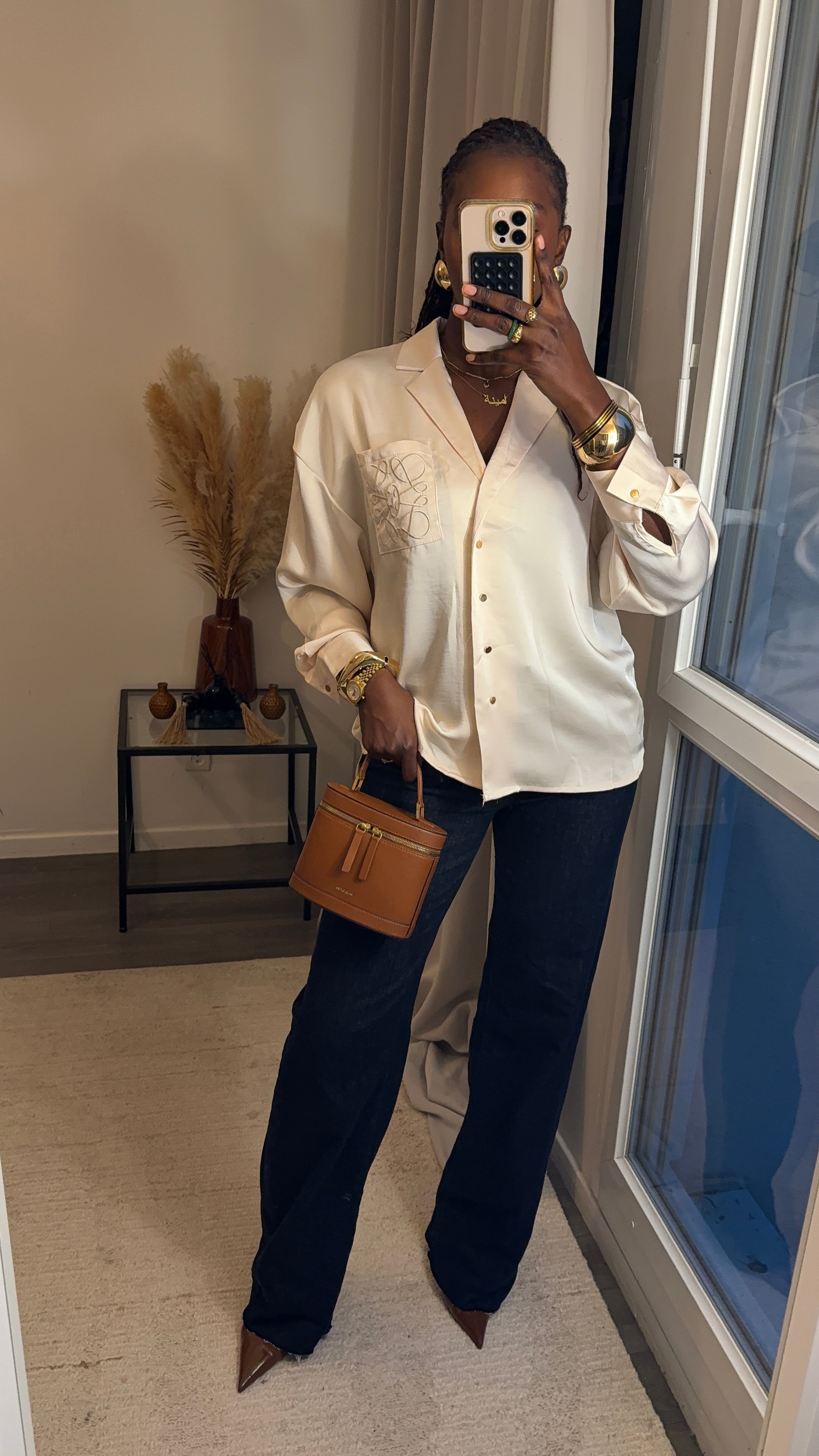 Chemise satin inspiration Loewe Beige