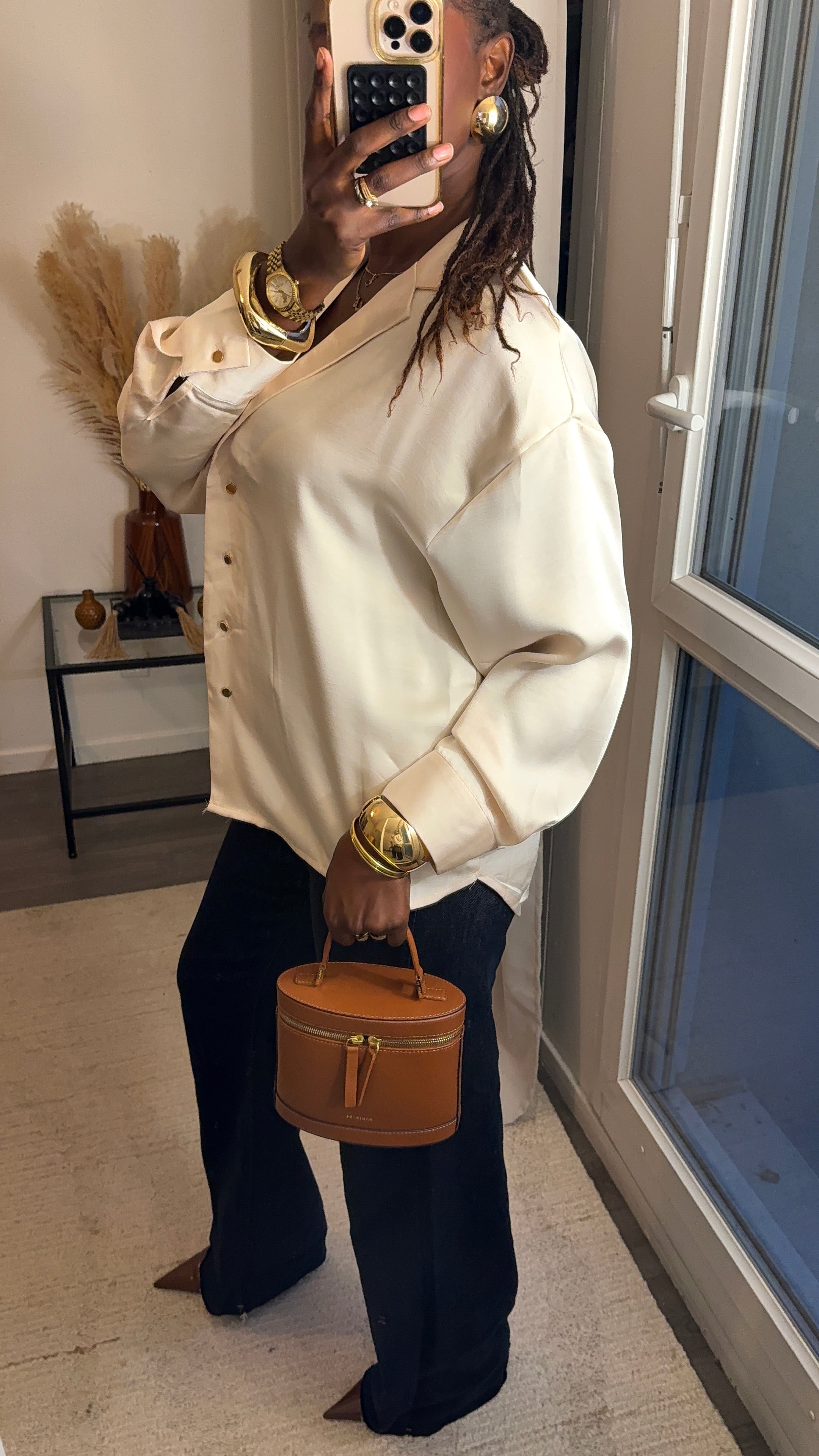 Chemise satin inspiration Loewe Beige