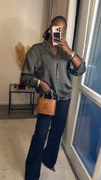 Chemise satin inspiration Loewe gris/Coffee