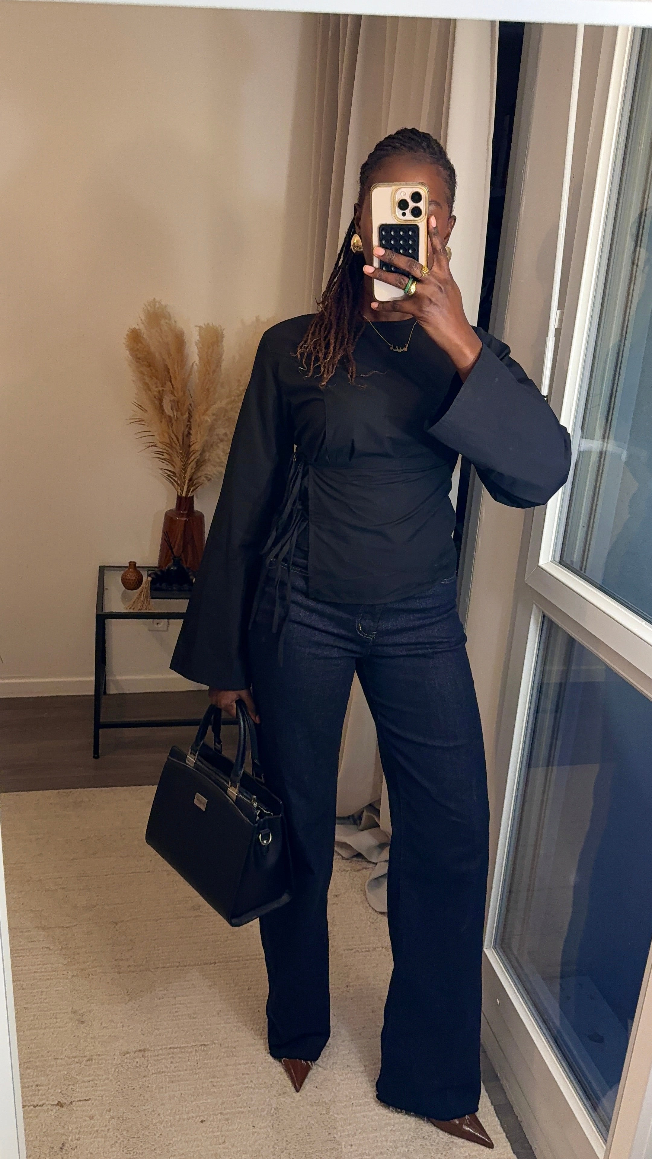 Haut cintré avec lacets Noir