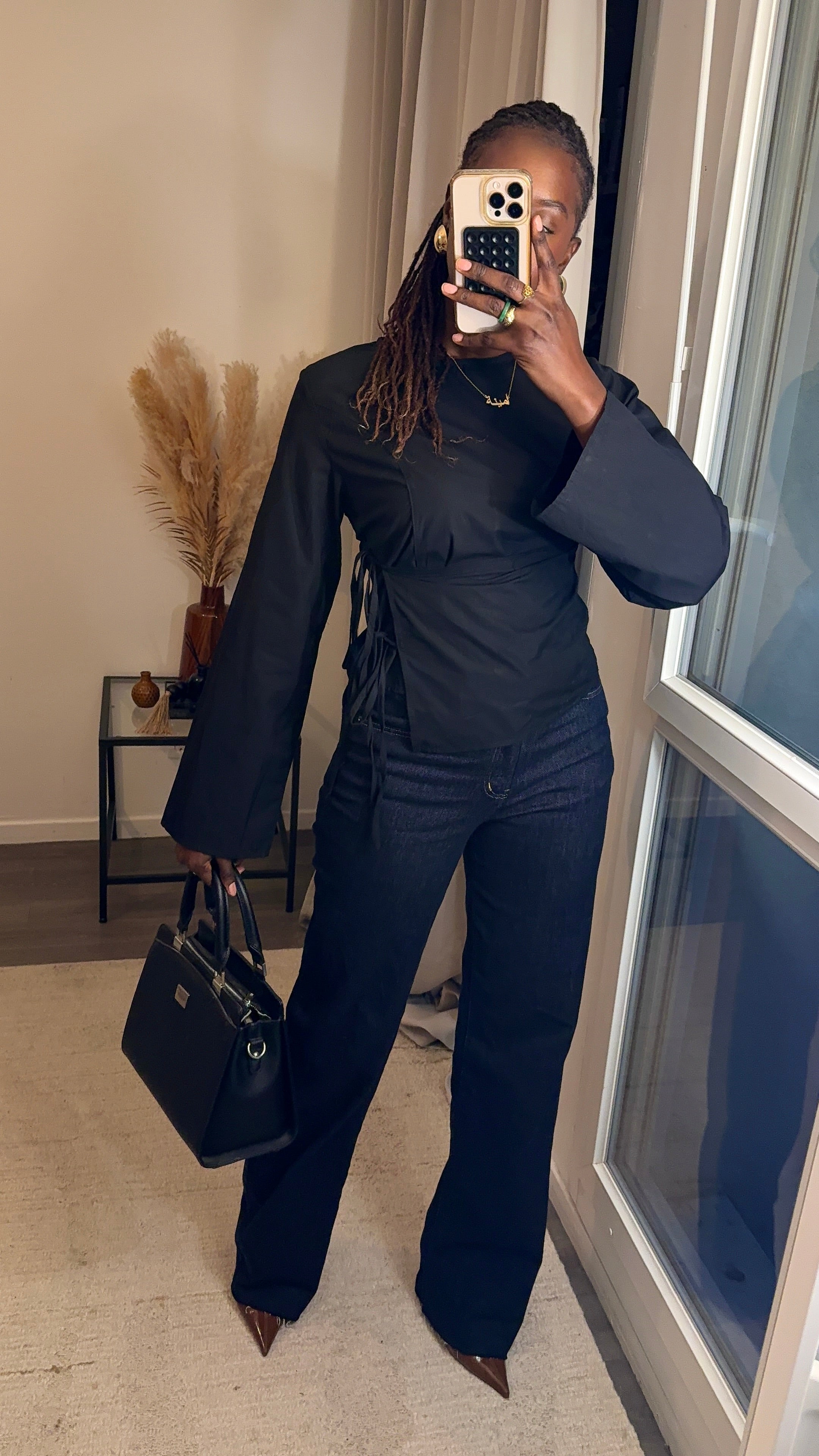 Haut cintré avec lacets Noir