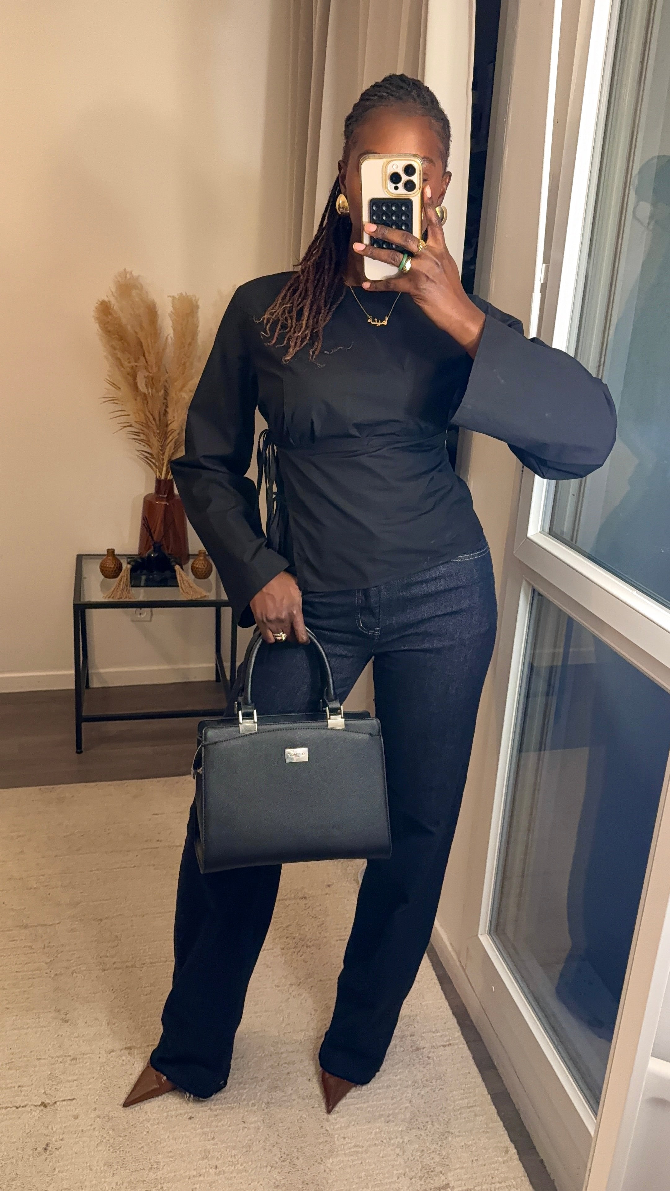 Haut cintré avec lacets Noir