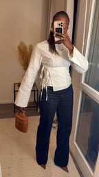 Haut cintré avec lacets Blanc