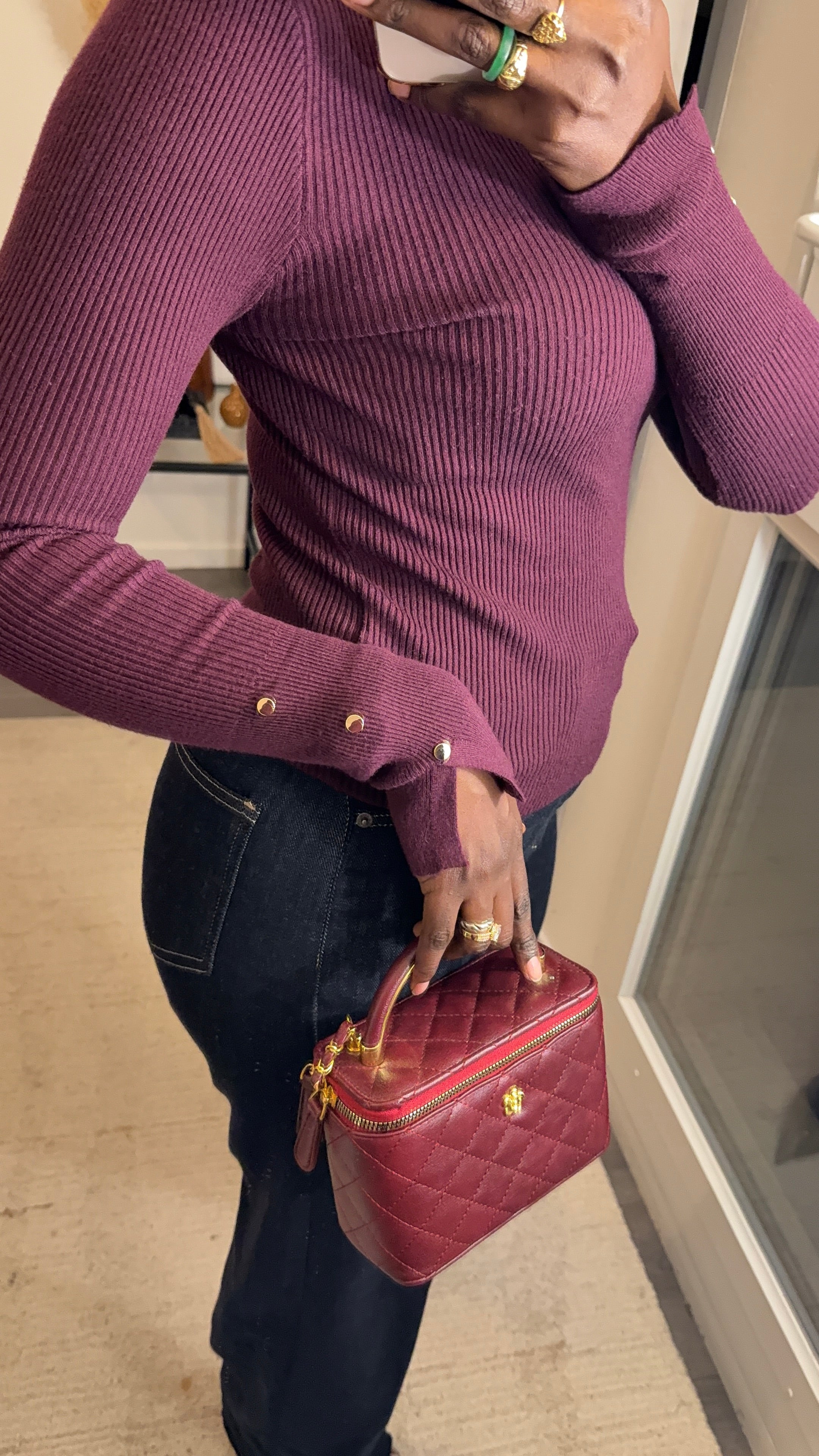 Pull col roulé Bordeau