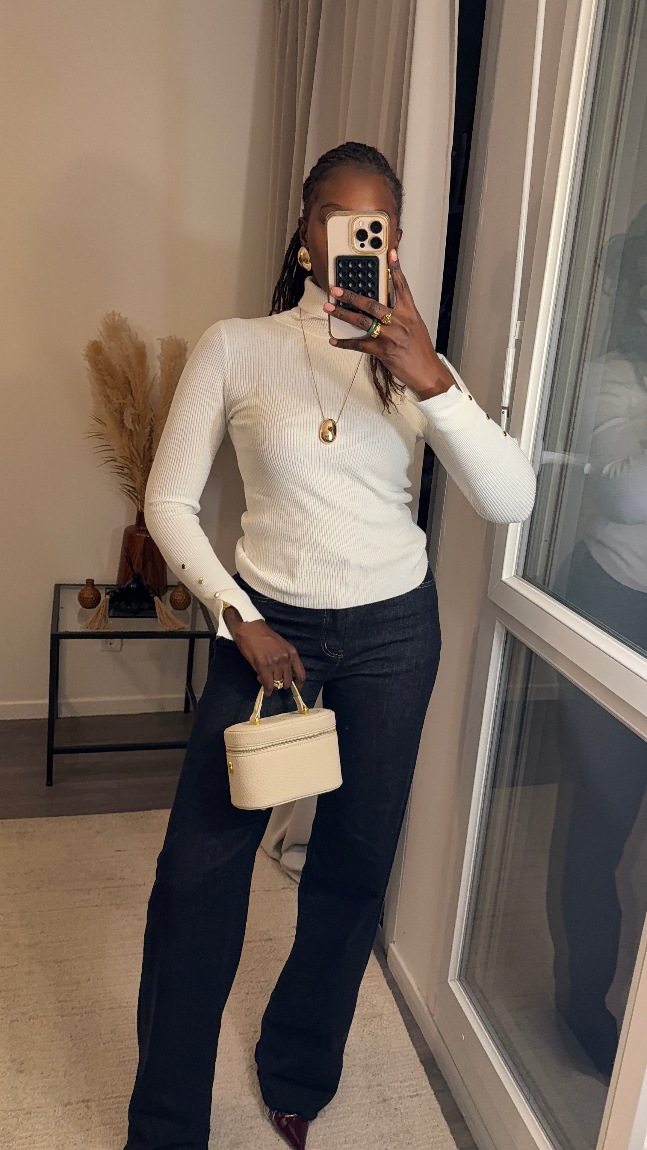 Pull col roulé Blanc