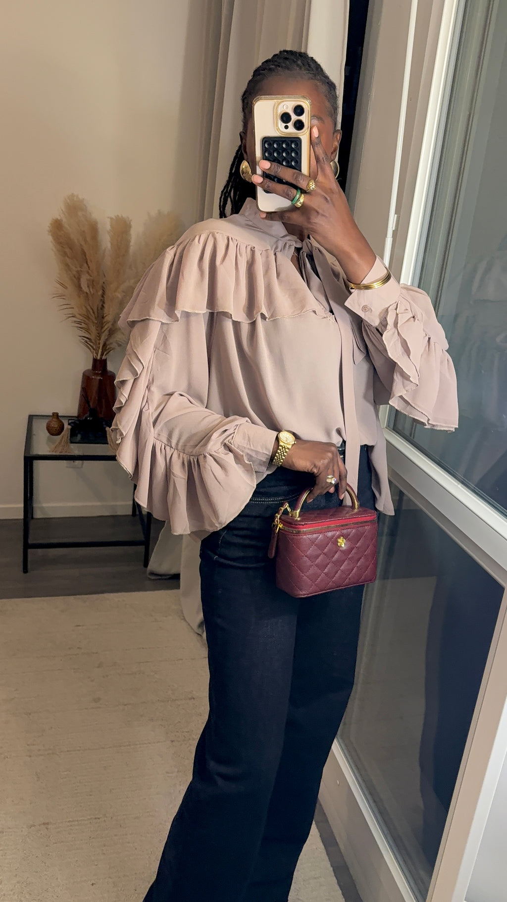 Blouse à volants Beige