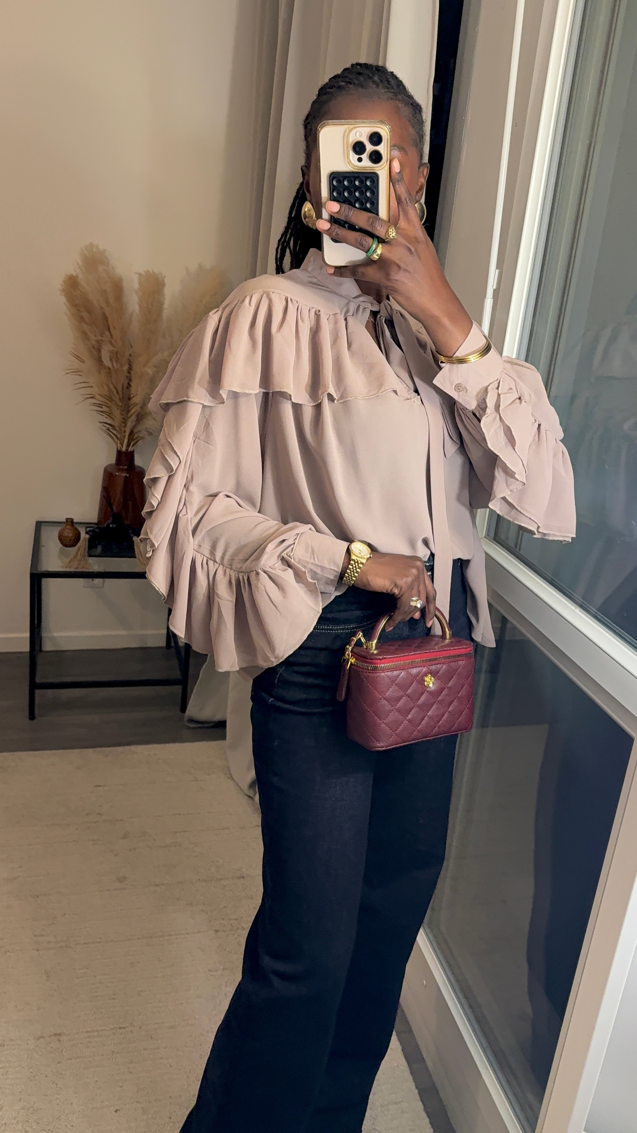 Blouse à volants Beige