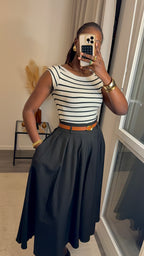 Jupe évasée avec poches Noir