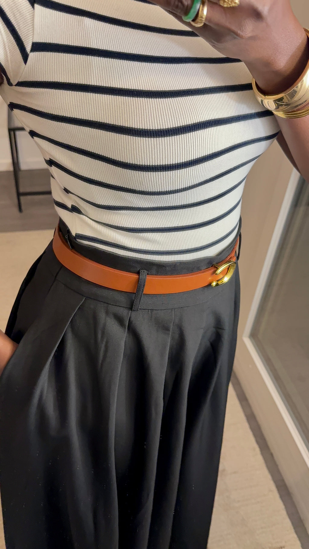 Jupe évasée avec poches Noir