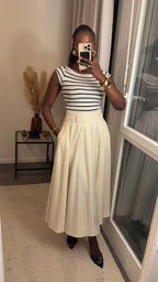 Jupe évasée avec poches créme