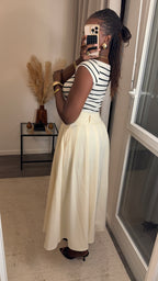 Jupe évasée avec poches créme