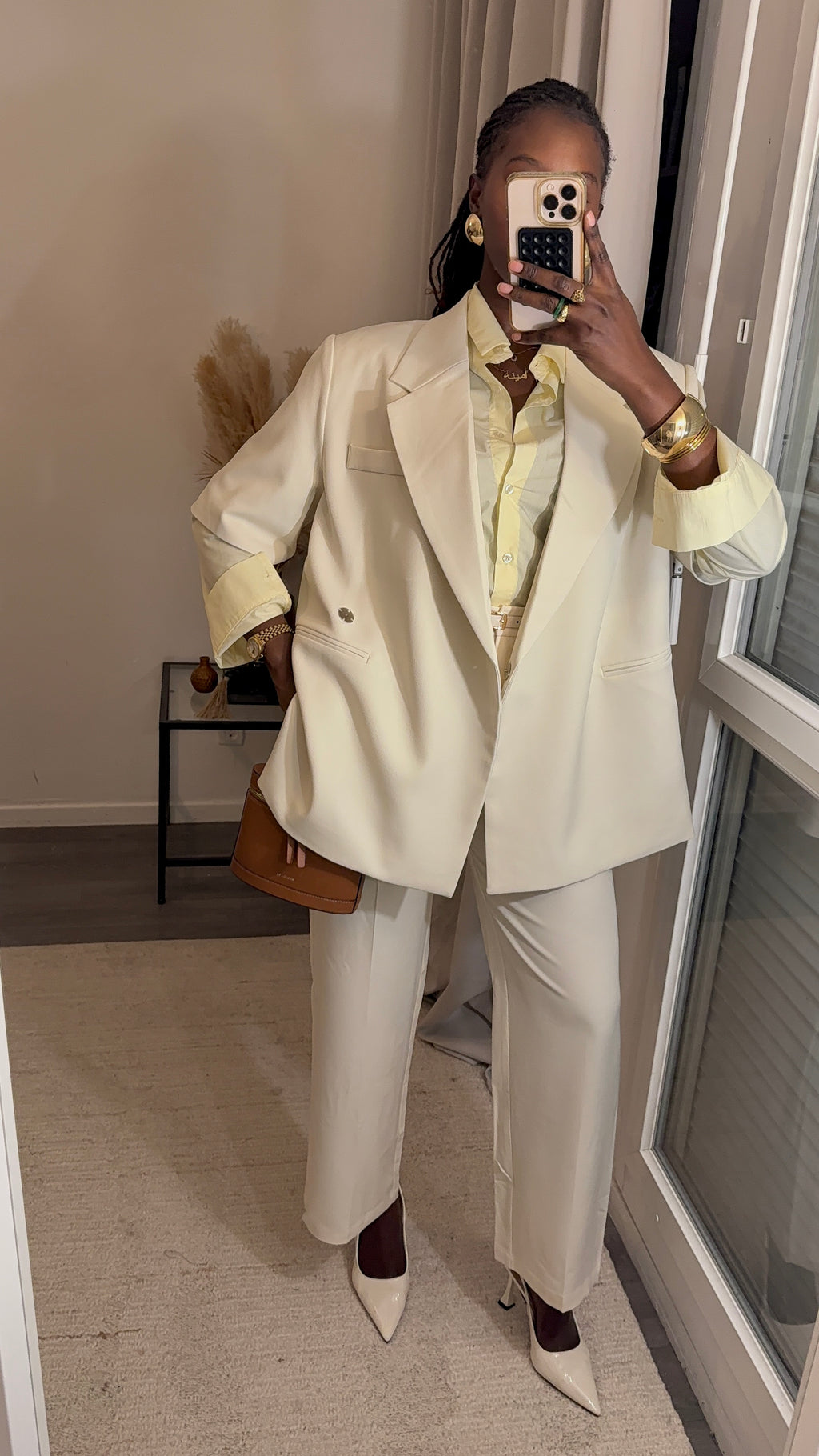 Blazer structuré manche courte Créme