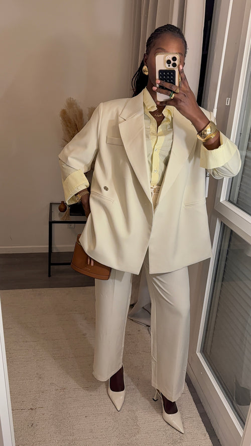 Blazer structuré manche courte Créme