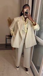 Pantalon tailleur coupe droite Créme