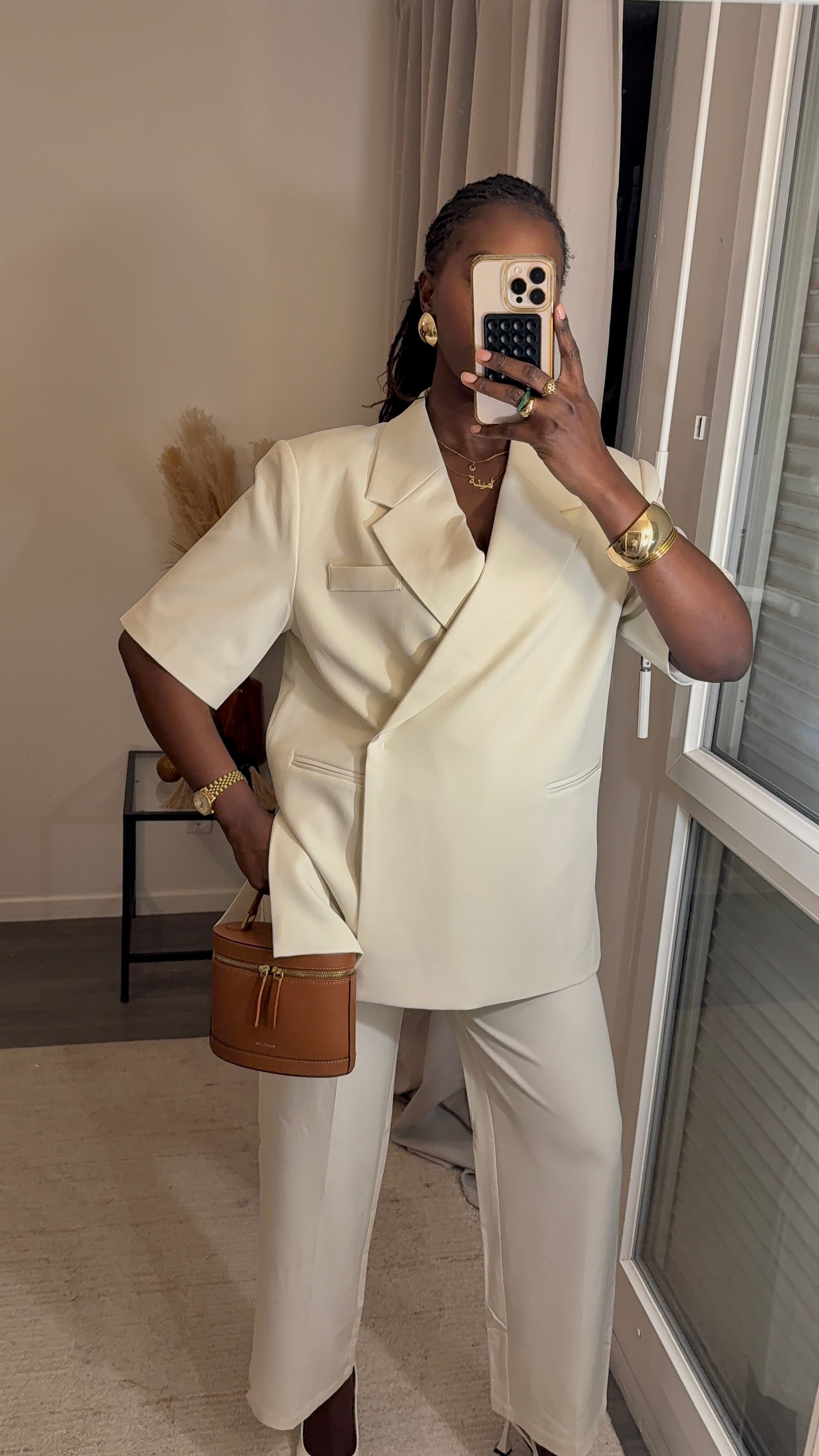 Blazer structuré manche courte Créme