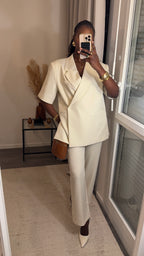 Pantalon tailleur coupe droite Créme