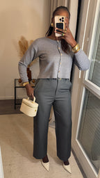 Pantalon tailleur coupe droite Gris