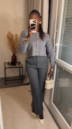 Pantalon tailleur coupe droite Gris