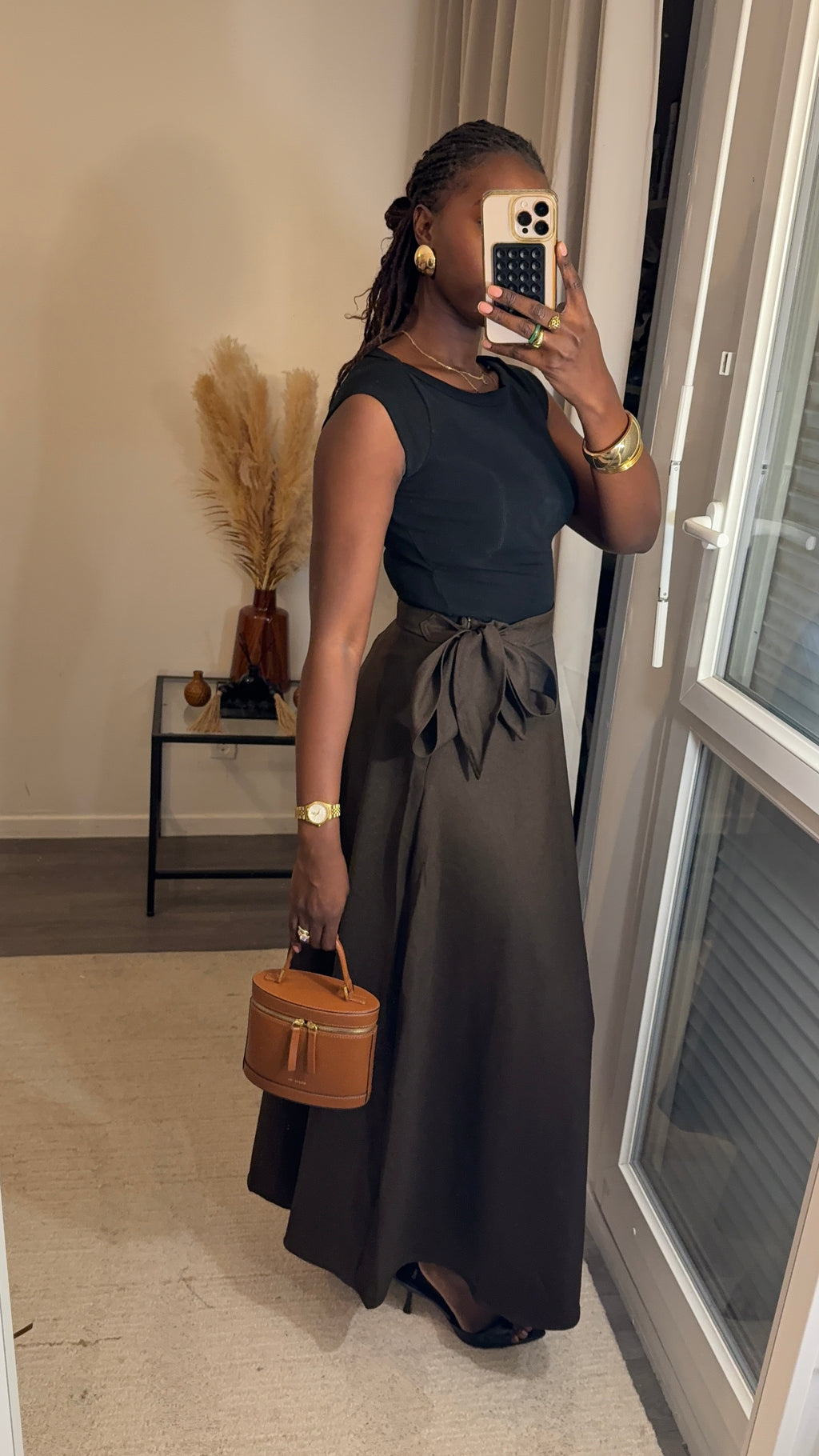 Jupe évasée longue Brown