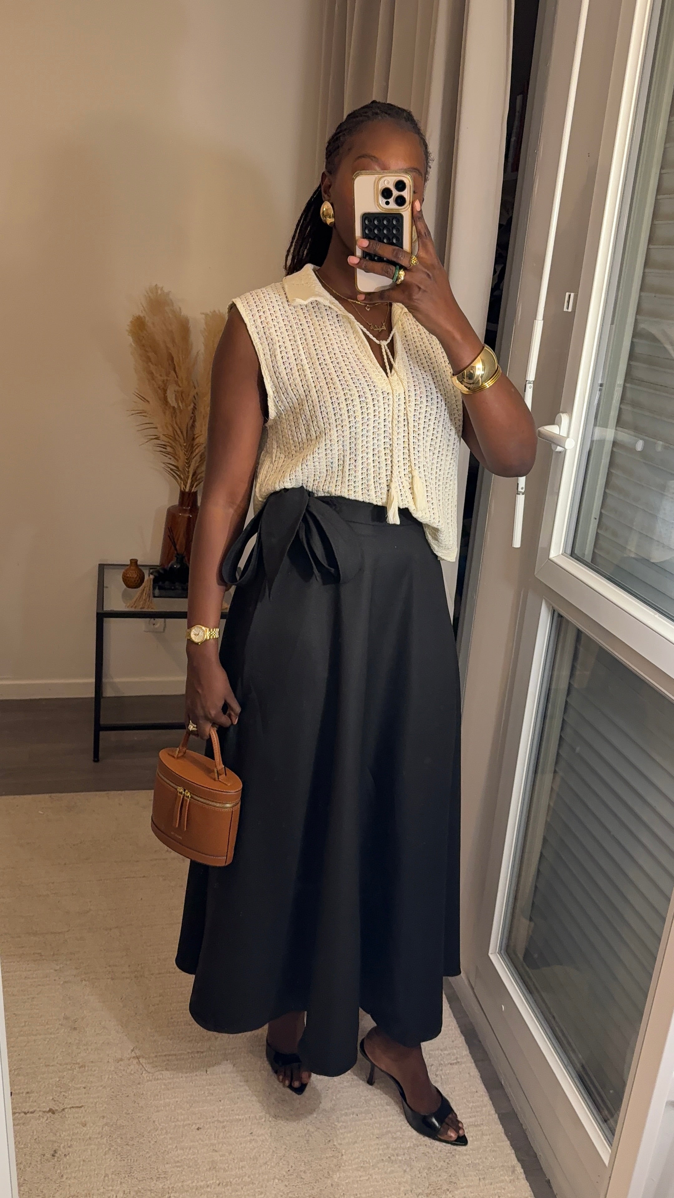 Jupe évasée longue Noir