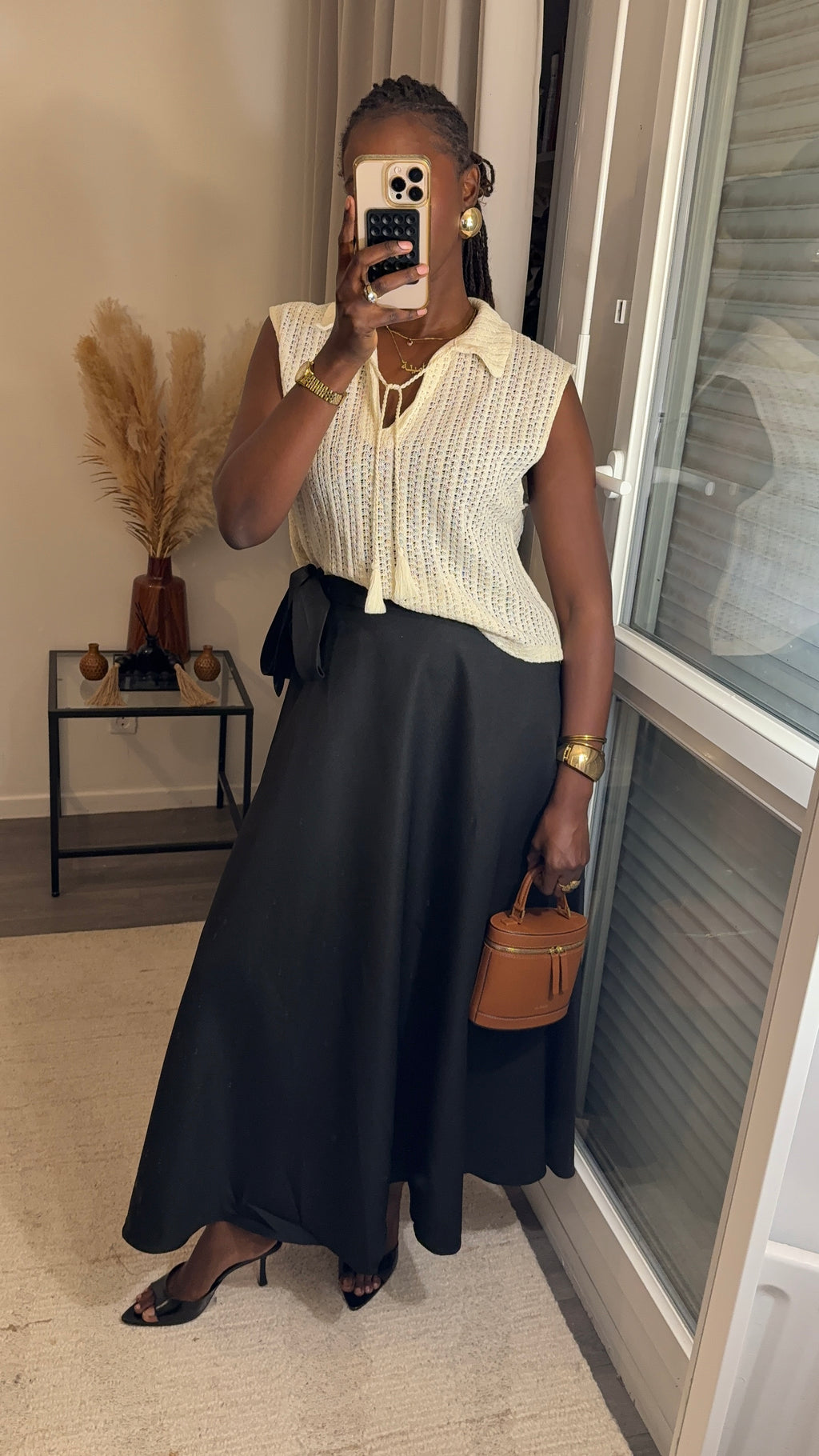 Jupe évasée longue Noir