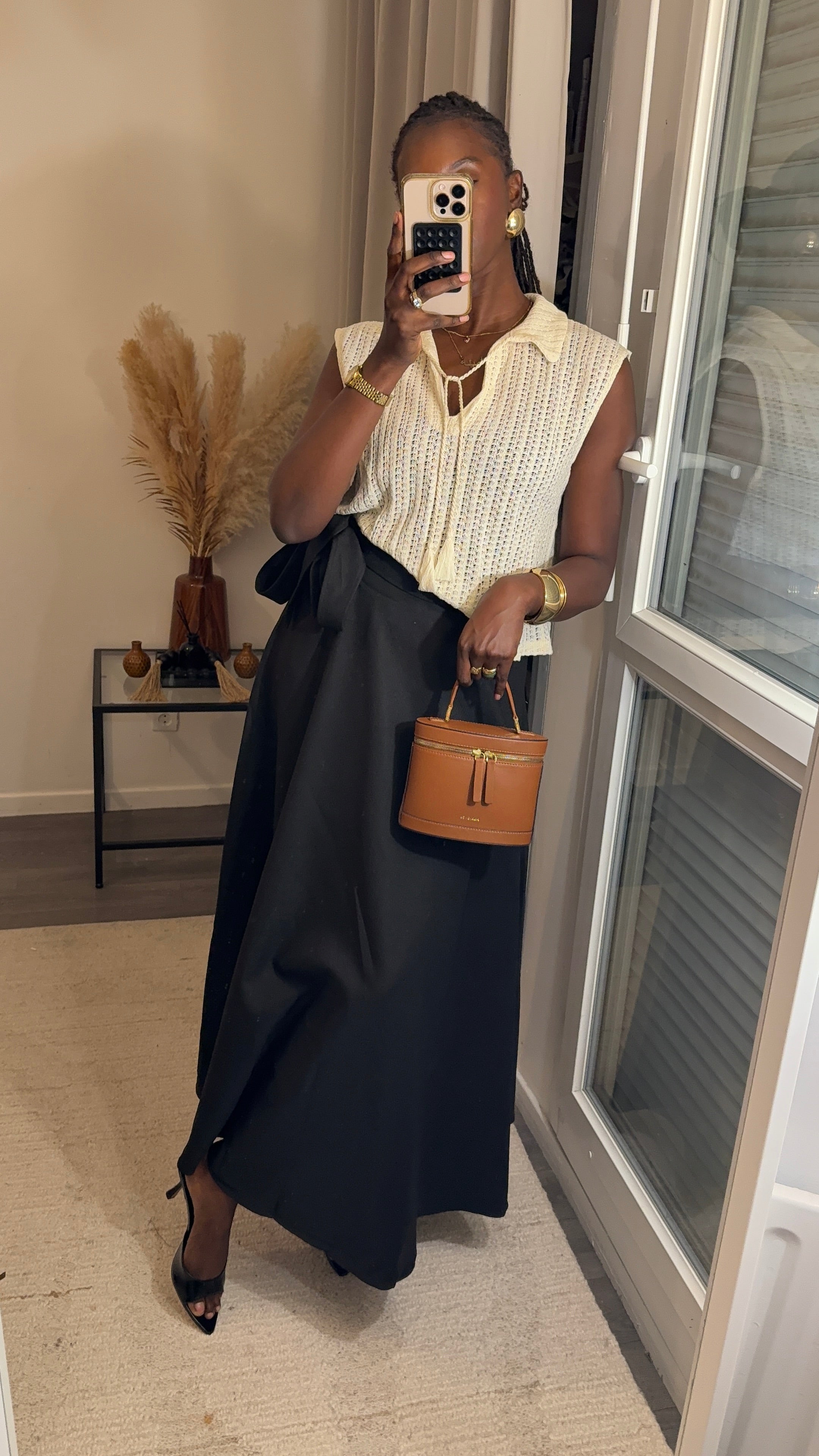 Jupe évasée longue Noir