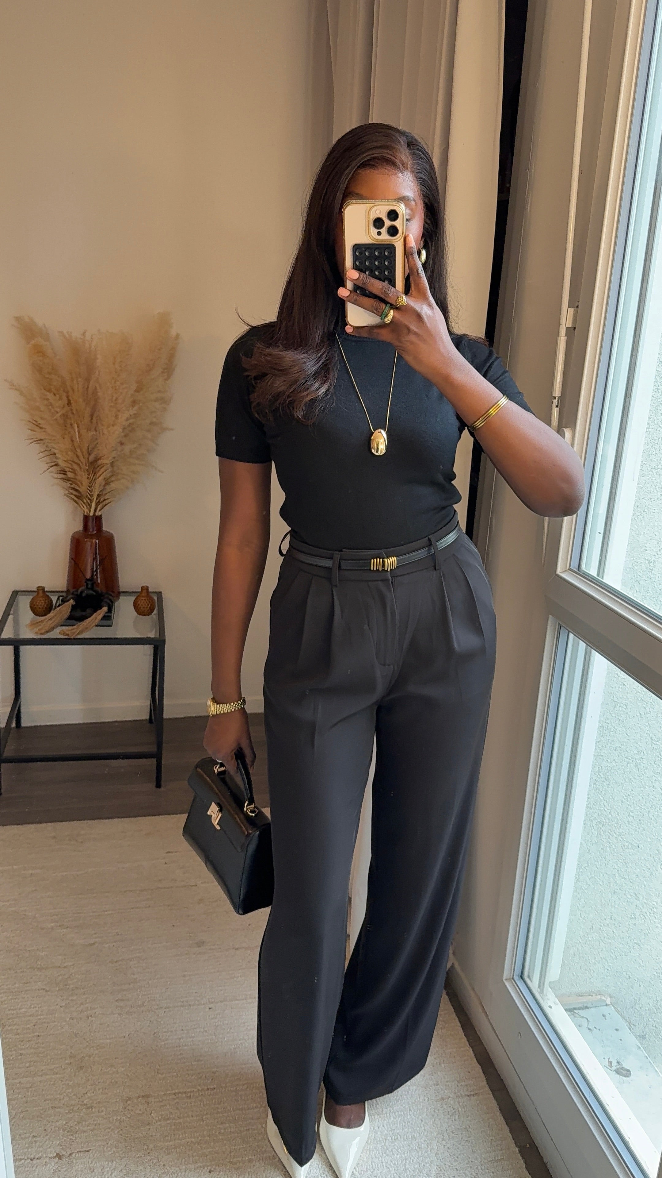 Pantalons fluides ultra long Noir