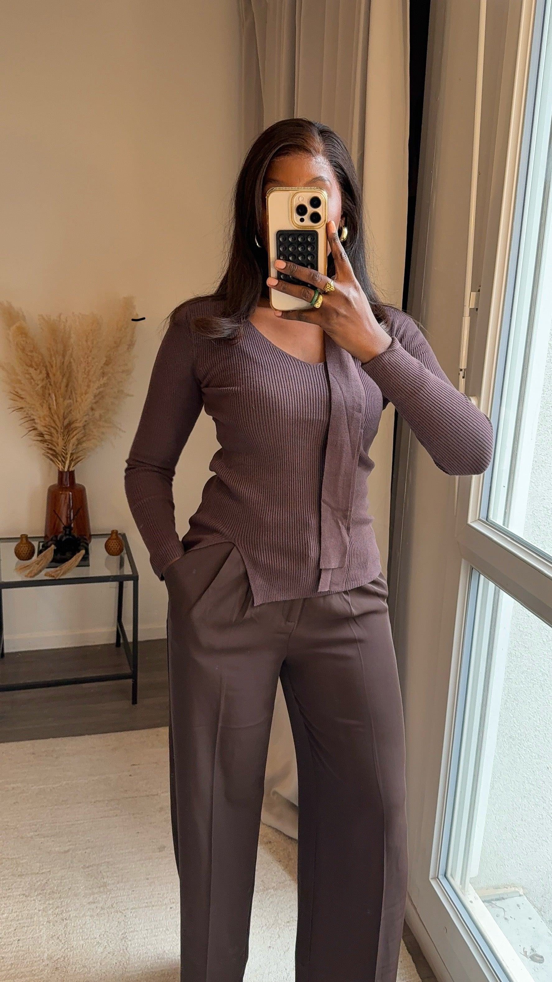 Pantalons fluides ultra long - Chocolat