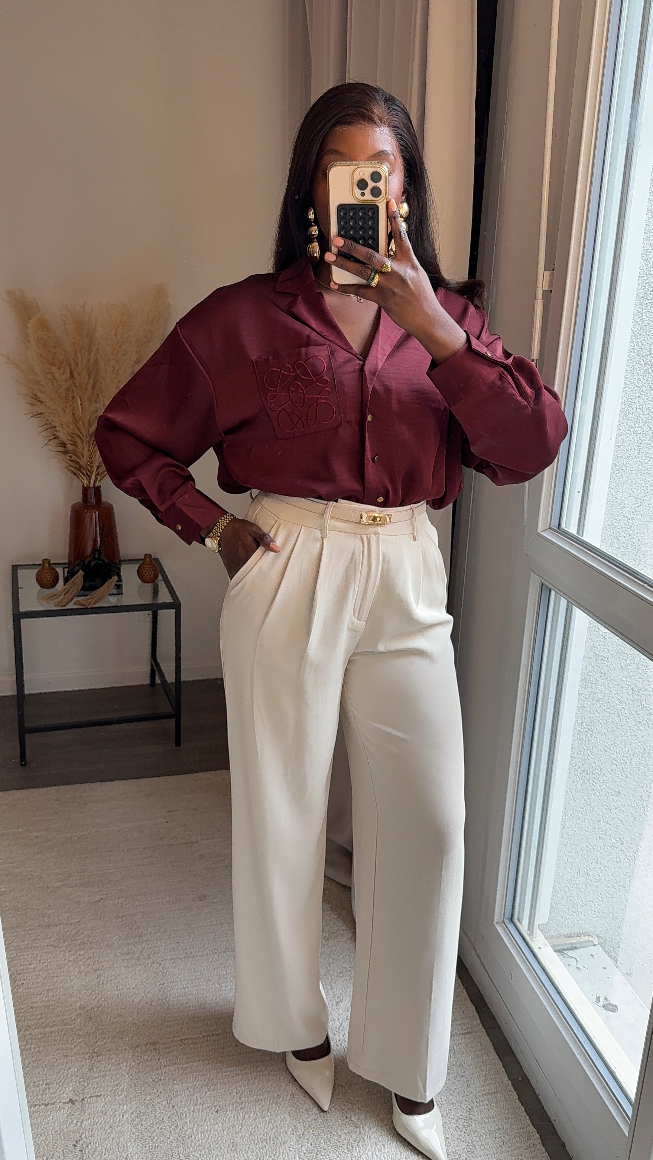 Pantalons fluides ultra long Beige