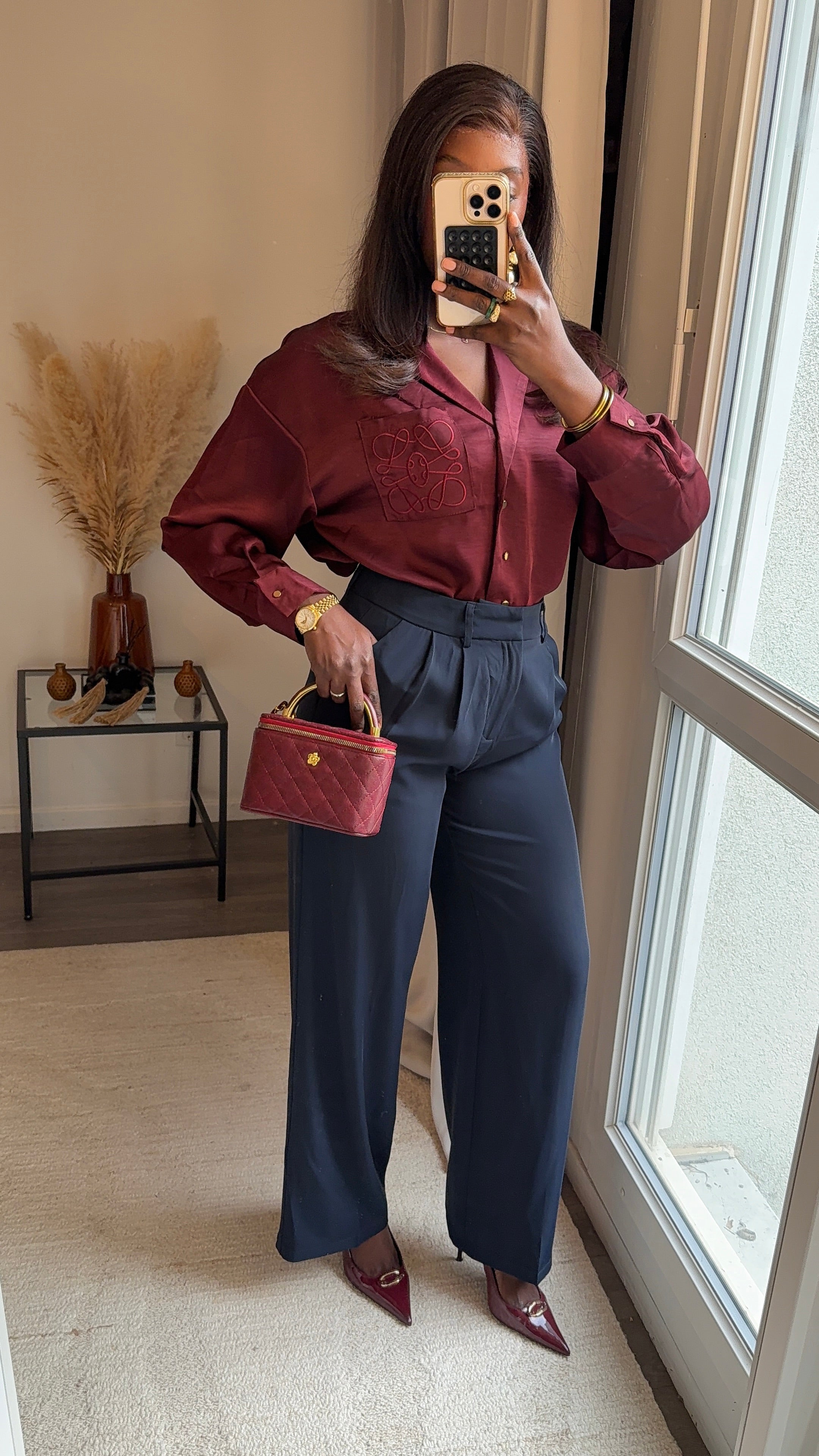 Pantalons fluides ultra long Bleu marrine