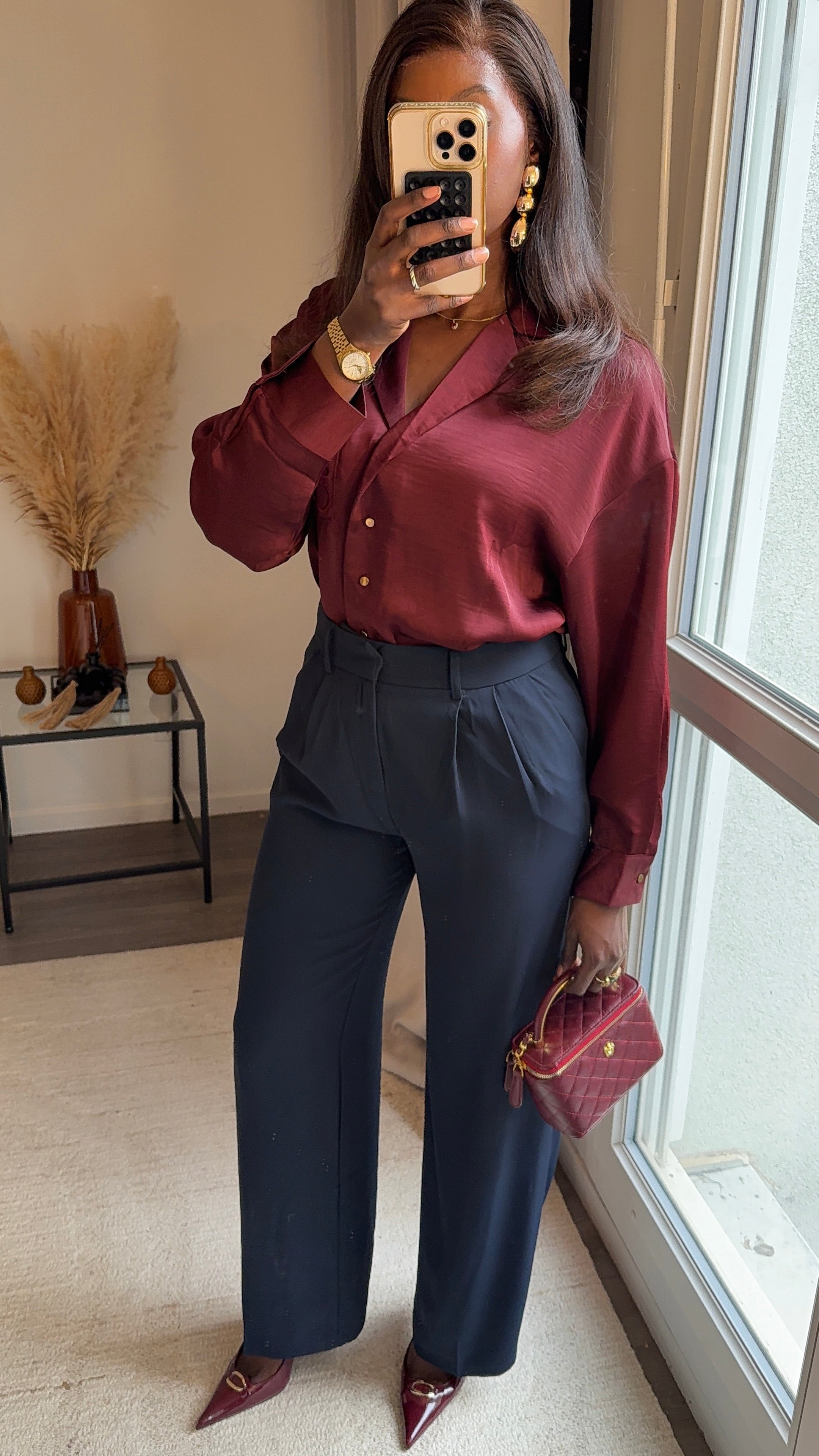 Pantalons fluides ultra long Bleu marrine