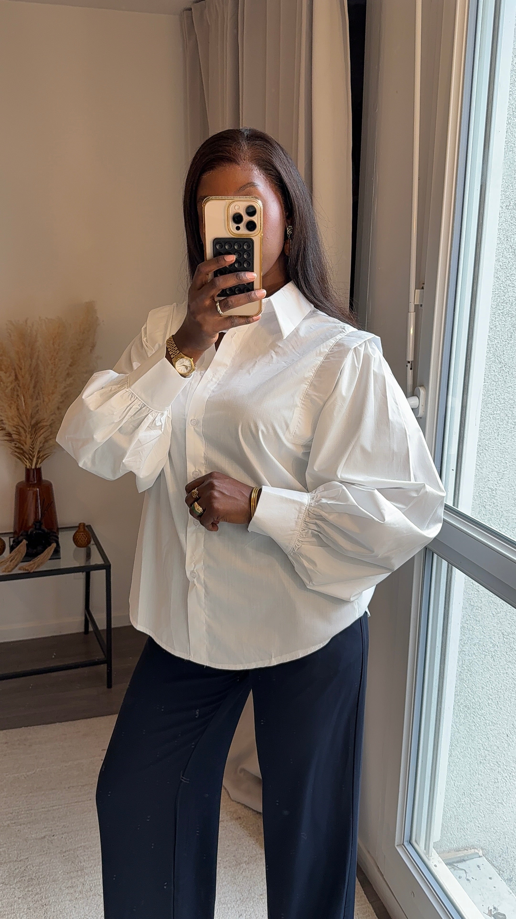 Chemise à manches bouffantes - Blanc