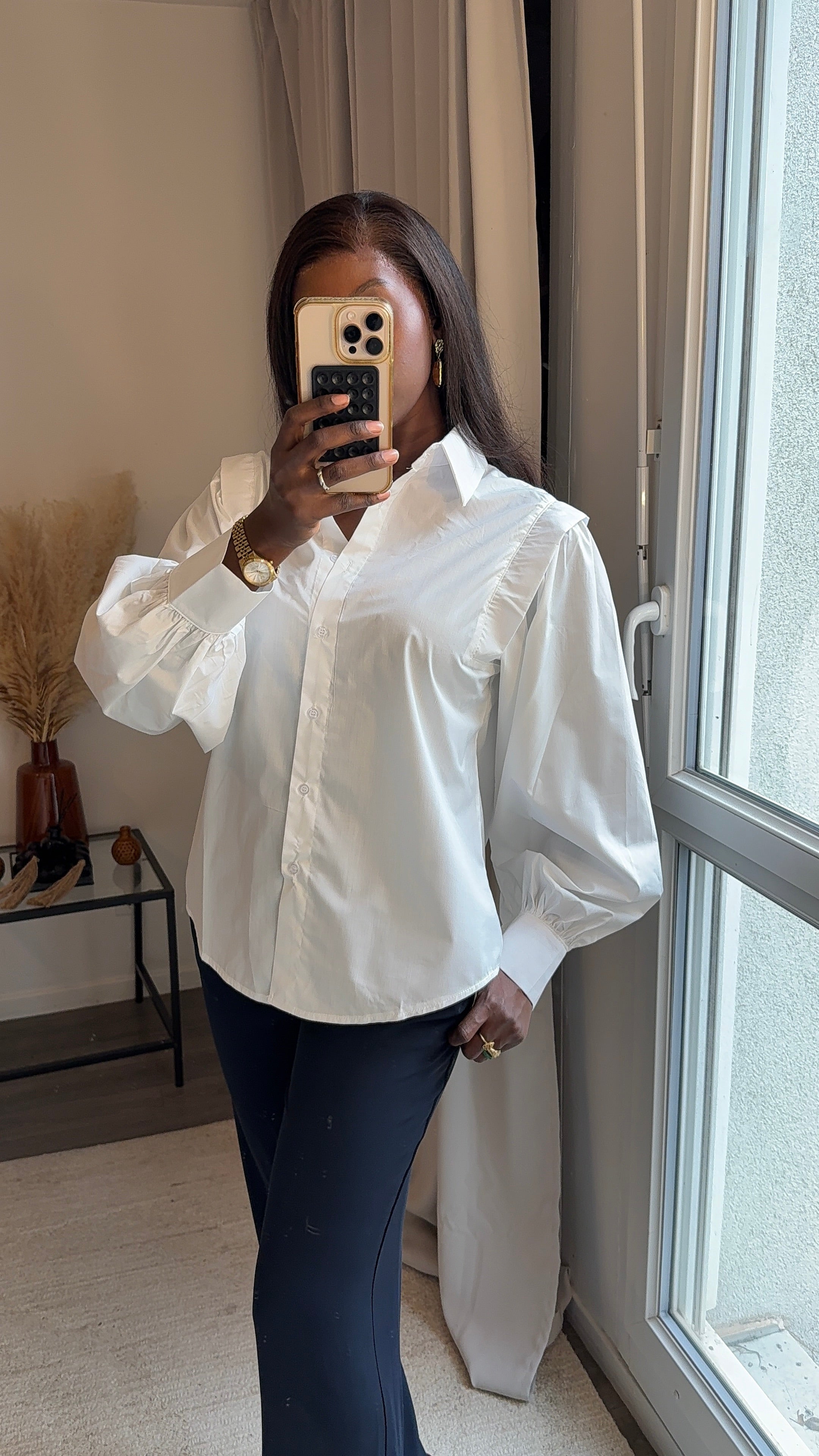 Chemise à manches bouffantes - Blanc