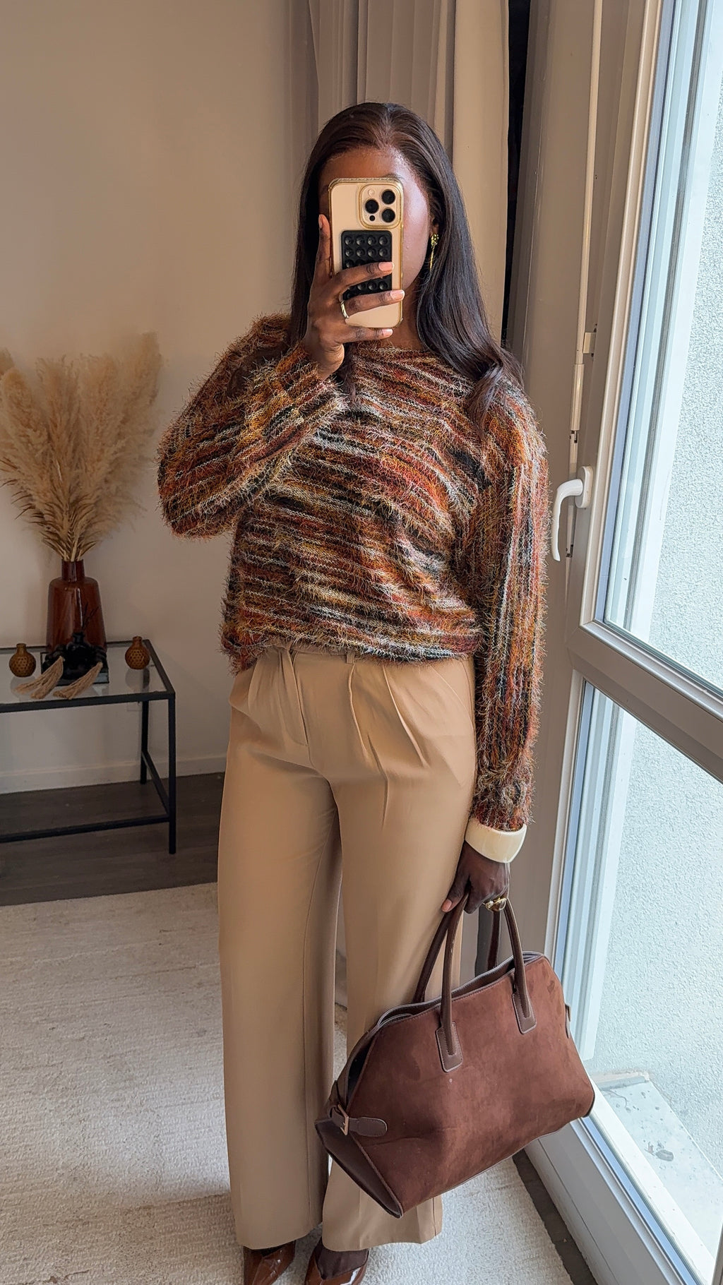 Pantalons fluides ultra long Kamel