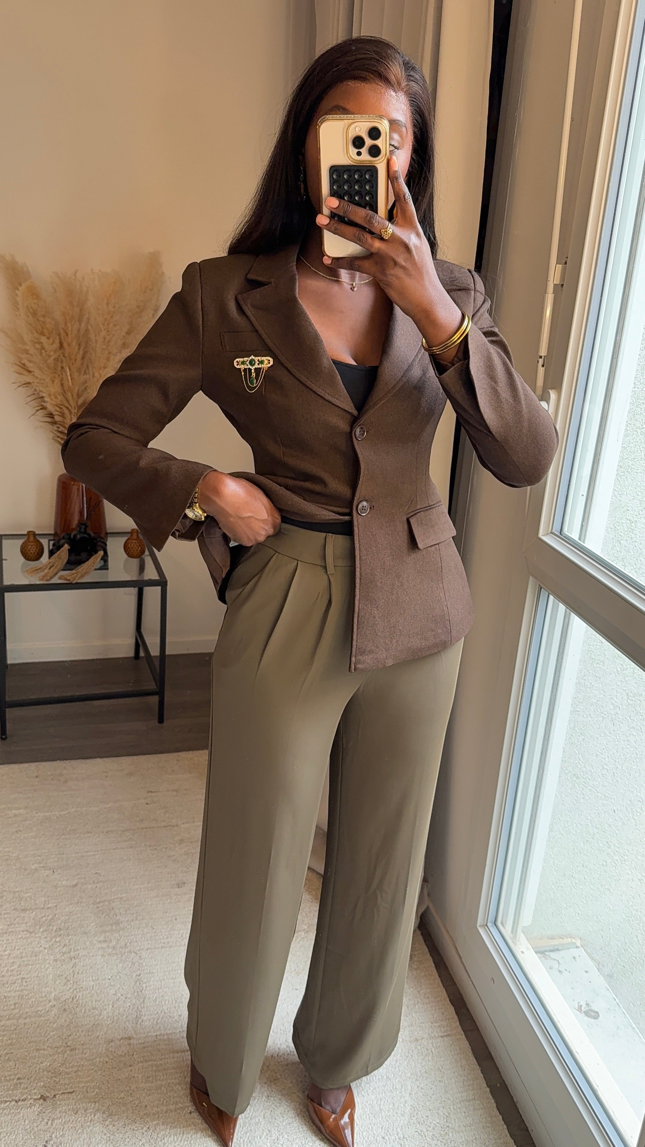 Pantalons fluides ultra long Kaki