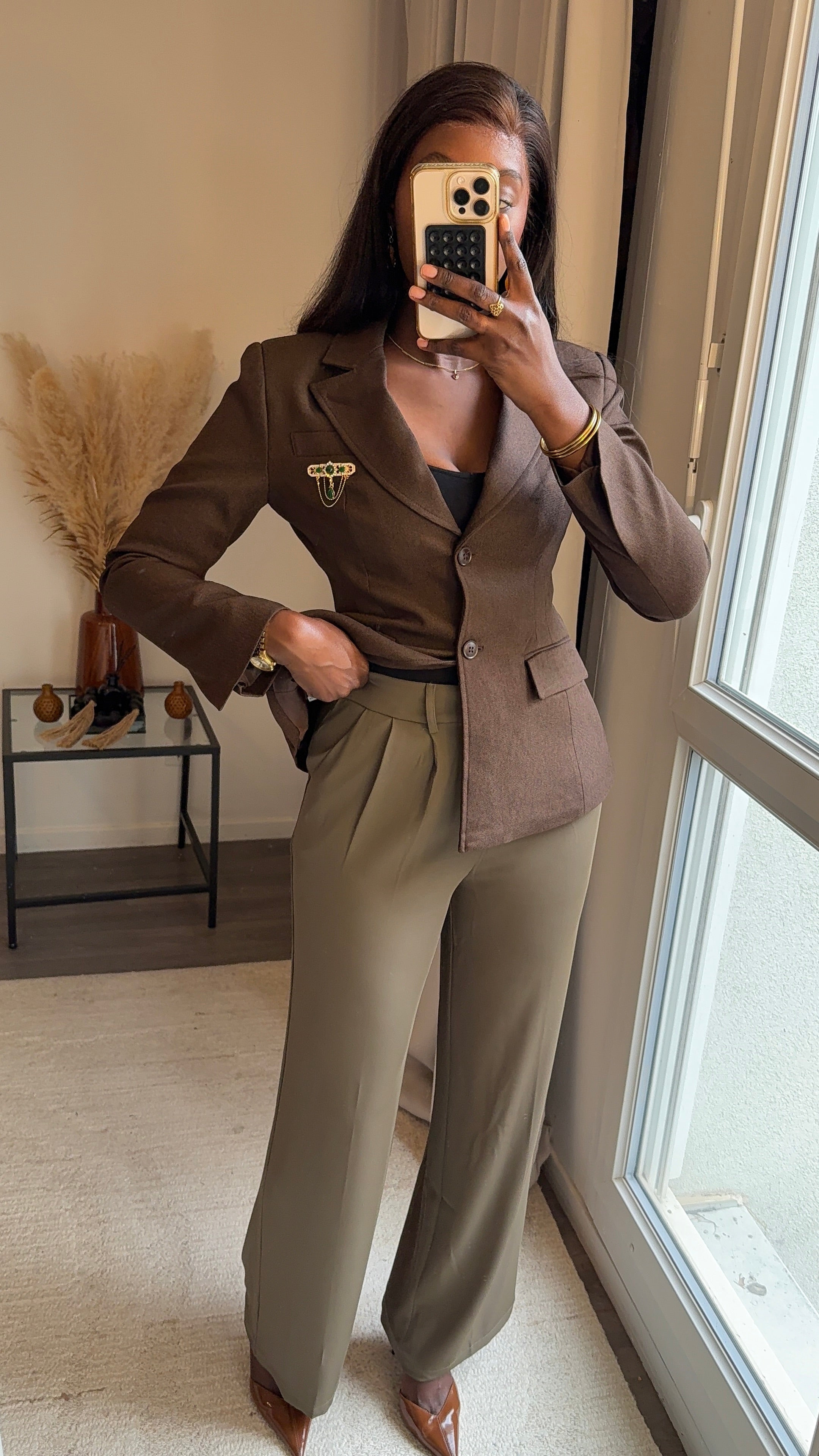 Pantalons fluides ultra long Kaki