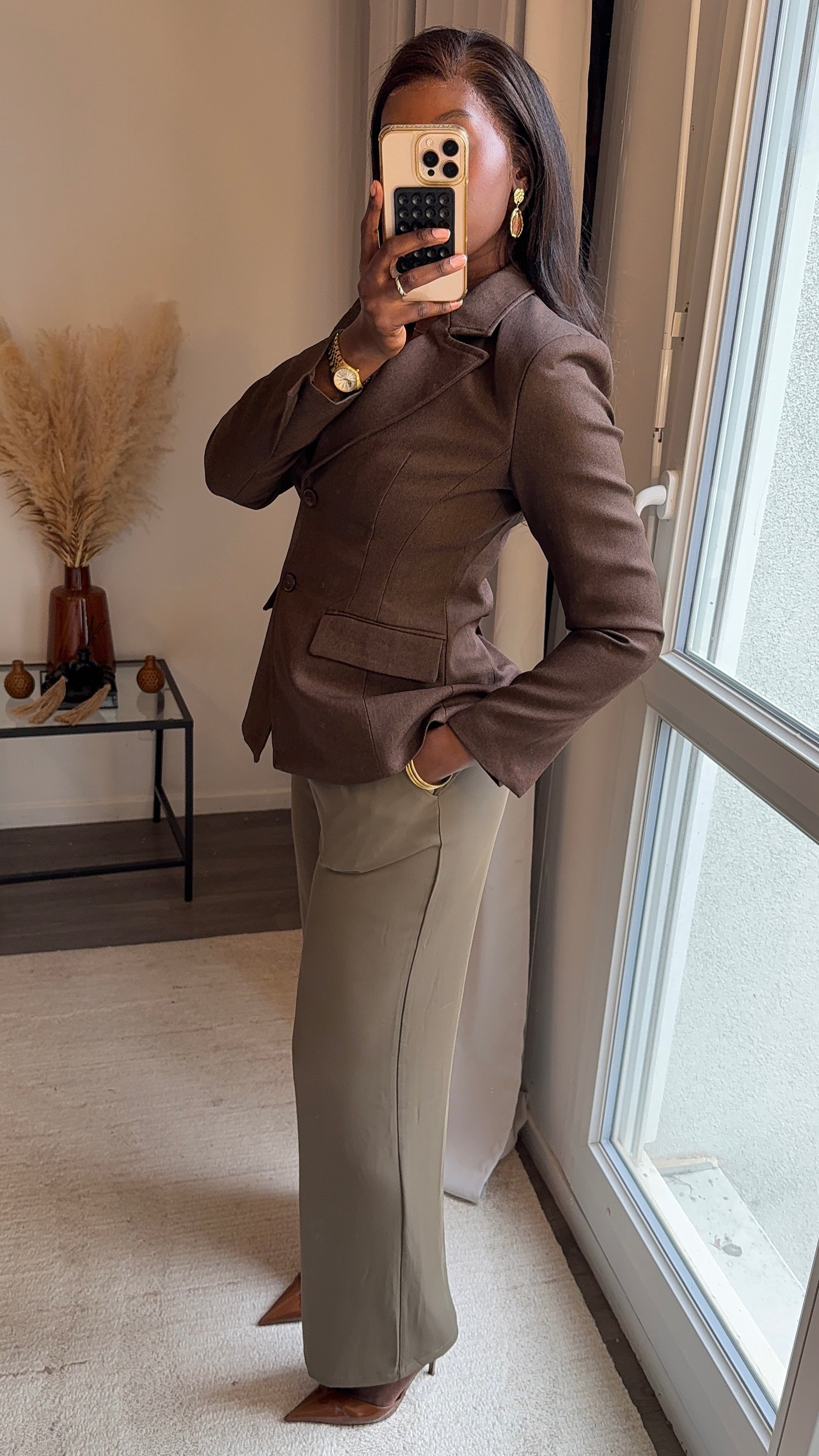 Pantalons fluides ultra long Kaki