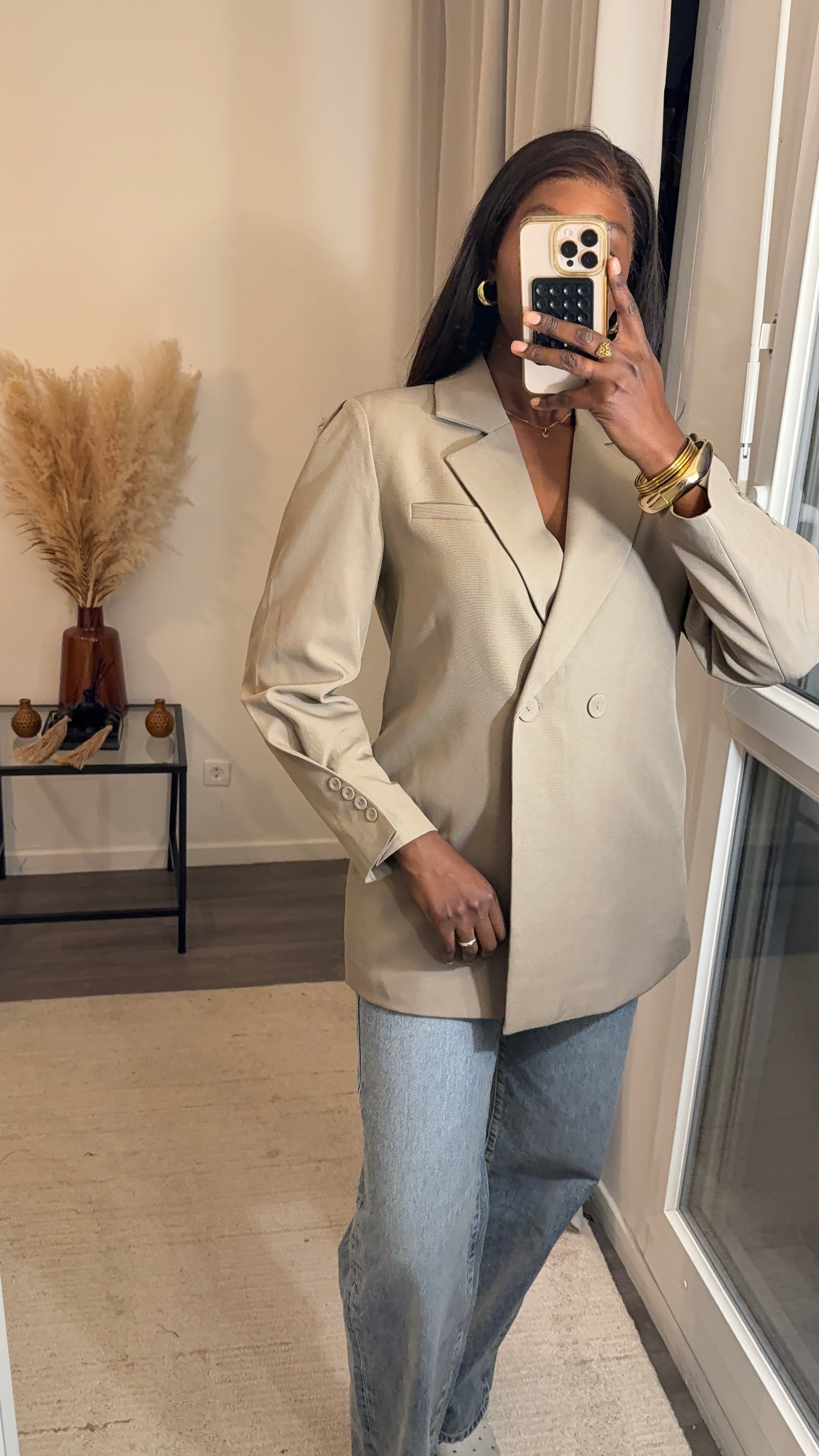 Blazer à boutons et avec ceinture - Taupe